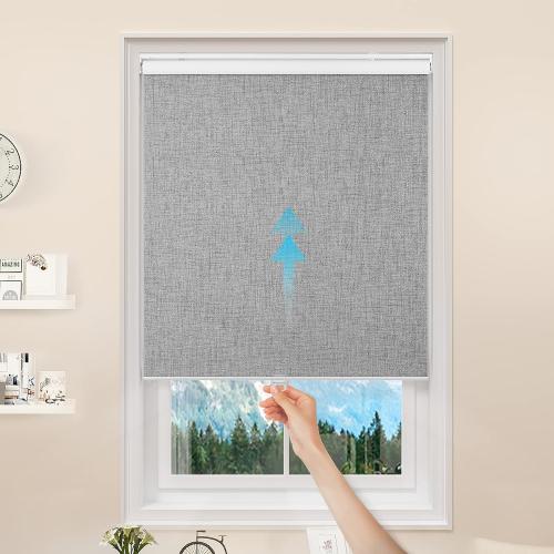 GENIMO 100% Blackout Roller Window Shades, Window Blinds Cordless with Thermal Insulated, UV Protection Fabric, Mini French Door Blinds for Home, Office, Bedroom, Easy to Install, Grey, 48 W X 75 H