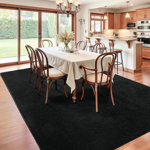 Chicrug 4x6 Minimalist Washable Area Rugs for Bedroom Living Room Classroom, Modern Soft Memory Foam Rug for Kids Nursery, Low Plie Indoor Carpet for Dorm Dining Office Bedside Room Decor, Black