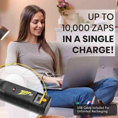 ZAP iT! Electric Fly Swatter Racket & Mosquito Zapper with Blue Light Attractant - High Duty 4,000 Volt Electric Bug Zapper Racket - Fly Killer USB Rechargeable Fly Zapper Indoor Safe - 2 Pack, Yellow