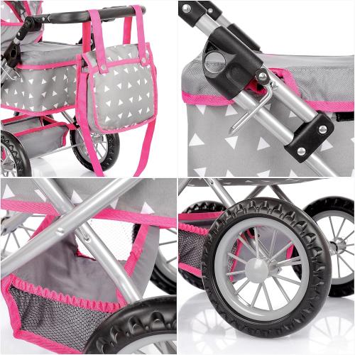 Kinderplay Baby Doll Stroller | Baby Doll Pram | Baby Doll Carriage - Stroller for Baby Dolls with Adjustable Handle (12.99-24.80 inches) | Babydoll Reborn Strollers | Model KP0261S