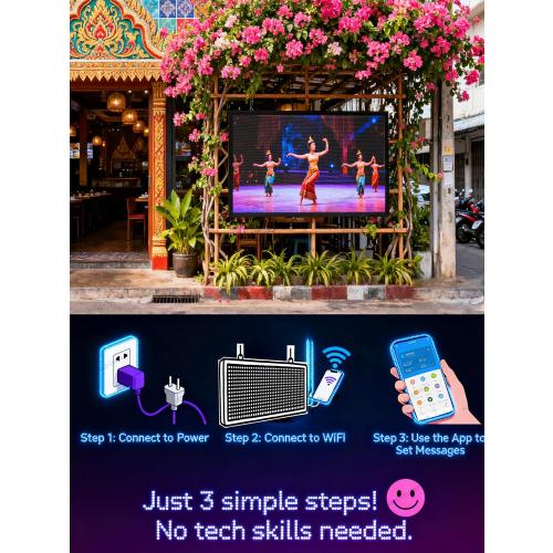 XSGD P3 Programmable Led Sign Outdoor LED Sign for Business, IP65 Waterproof Scrolling Digital Signage Displays, RGB Full Color LED Screen, Custom Images and Video for Business Adversting 40''x17''