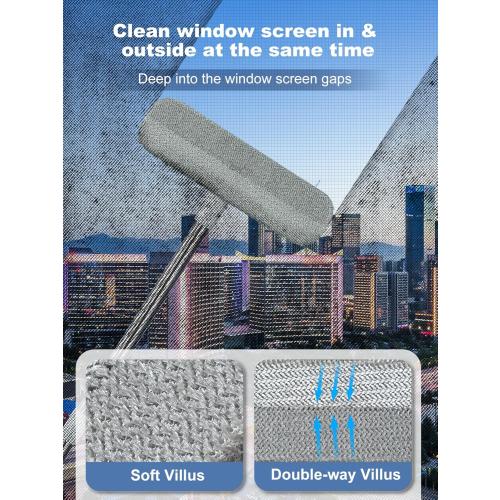 IMHO Cleaning Brush for Window Screen, Screen Cleaner Tool, 2 in 1 Mesh Screen Cleaning Brush, Small Brush for Patio, Door, Porch Screens, White &Grey Brush Cleaners for Screen