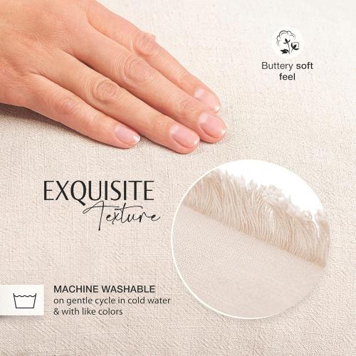 INSPIRED IVORY Throw Pillow Cover 18 x 18 Inch - Decorative Natural Linen Pillow Cover with Tassel Trim - Farmhouse Pillow Cushion Cover for Sofa, Couch, Bed Decor - Square Burlap Sham (Light Beige)