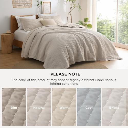 Bedsure Quilts Queen Size - Queen Quilt Bedding Set Bedspread Coverlet Comforter, Lightweight Neutral Striped Bedding, 3-Piece Set with 90x96 Coverlet & 2 Pillow Shams, All-Season Soft Microfiber