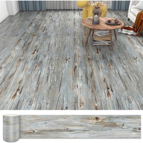 Wood Peel and Stick Floor Tiles,36Pack,54 Sq.Ft，Waterproof Laminate Vinyl Flooring Sheet Rolls,Adhesive&Removabel Plank on Flooring for Renters,Living Romm, Bedrooms, Bathroom (36 x 6，Dustgray)