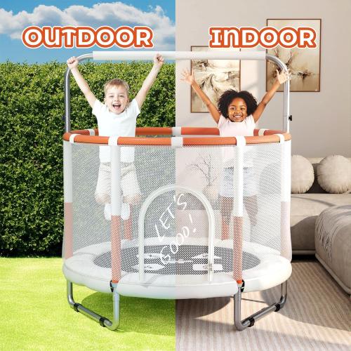 Happin® 55’’ Trampoline for Kids with Safety Enclosure, Indoor & Outdoor Toddler Trampoline, Ultra Safe Design with Multi Activity Accessories, Perfect Toddler Gift for Boys & Girls Ages 1–8