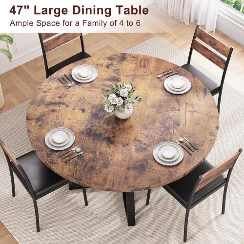 Round Dining Table for 4,Kitchen Dining Room Circle Dinner Pedestal Table,Space Saving Wood Kitchen & Dining Room Furniture (Vintage,)