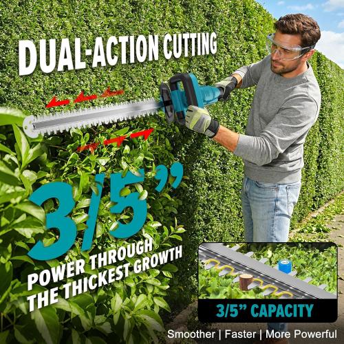 Hedge Trimmer Compatible for Makita 18V Battery，Cordless Electric Hedge Trimmer with 1600RPM Brushless Motor, 22'' Dual-Action Blade with 3/5'' Cutting Capacity (NO Battery)