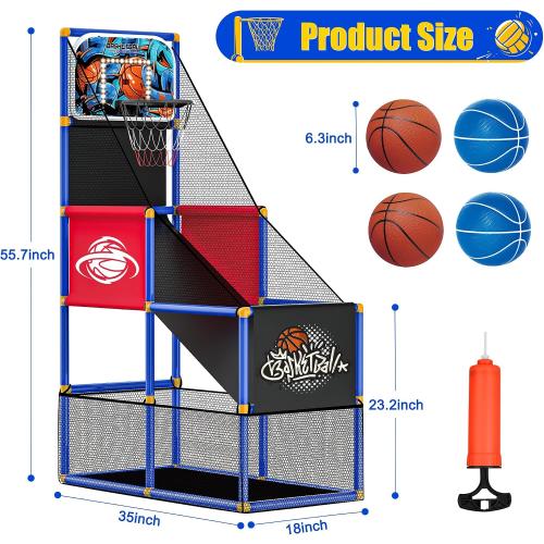 Kids Arcade Basketball Hoop Indoor Outdoor Single Shot Basketball Game for Toddler,Carnival Games Sport Gifts for Boys Girls Ages 3-8 Years Old,Ideal for Competition