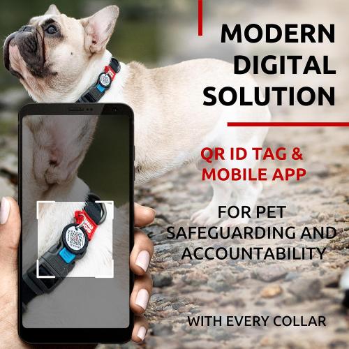 WAUDOG Waterproof Dog Collar - Adjustable Dog Collar for Large Dogs, Small and Medium Dogs - Breakaway Dog Collar Waterproof with Plastic Buckle and QR Dog Tag - Boy & Girl Dog Collars (Black)