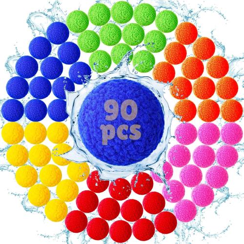 Reusable Water Balloons - 90 PCS Refillable Water Balls for Kids Outdoor Toys Games, Summer Pool Toys Water Play Splash Balls for Backyard Lawn Beach Fun Games for Boys Girls