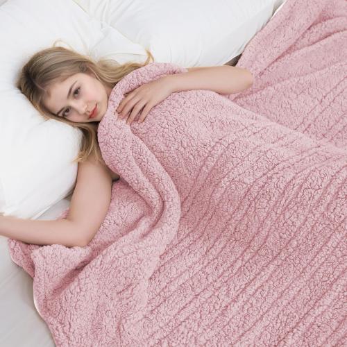 Electric Heated Blanket Full Size 72×84 with 9 Heating Levels & 1-10Hs Auto Off，Double Sided Plush Sherpa, Energy Efficient, Machine Washable, for Couch & Bed, Light Pink