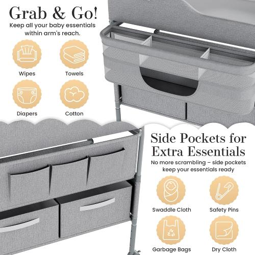 Portable Changing Table for Baby - Foldable Changing Table, Baby Diaper Changing Station with Baby Changing Station Toy Holder, Diaper Changing Table Bag - Portable Baby Changing Table with Wheels