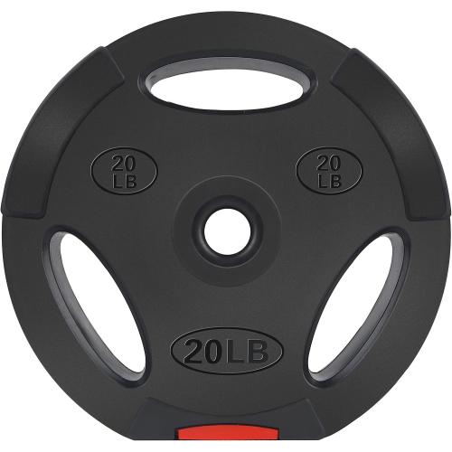 Signature Fitness Standard 20 Pound Coded and Vinyl Coated Olympic Weight Plate for Muscle Strengthening and Endurance Training, Black (Set of 2)