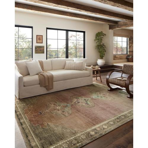 Loloi Magnolia Home by Joanna Gaines Sinclair Collection SIN-06 Clay/Tobacco 5'-0 x 7'-0, .25 Pile Height, Machine Washable, Area Rug