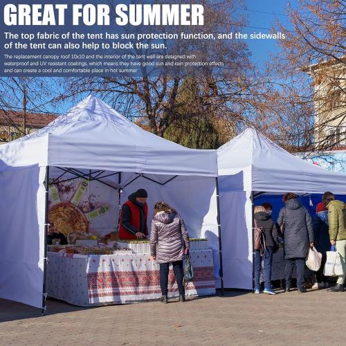 White Amylove 4 Pcs 10x10 ft Canopy Replacement Top Cover with 4 Removable Side Walls, Waterproof Sunshade Top for Outdoor Camping Events, and Privacy (Canopy Not Included)(White)