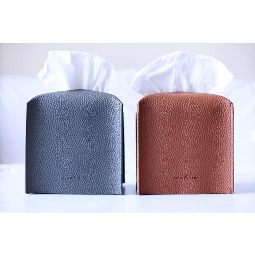 Carrot’s Den PU Leather Tissue Box Cover Holder, Bathroom Decor, Camel | Faux leather square holder fits standard facial tissue boxes. Decorative aesthetic accent for office desk, guest bedroom.