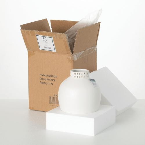 Sullivans Textured 8 Tall Round Vase, Modern Home Decor, White Flower Vase, Vases for Real or Fake Flowers, Living Room, Bedroom, and Office Decor, Decorative Ceramic Vases for Room Decor, (CM3124)