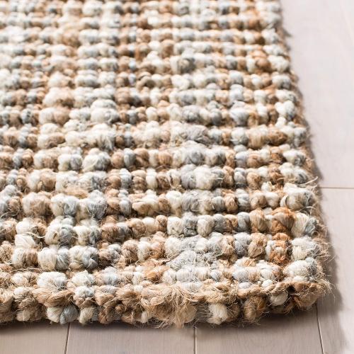 SAFAVIEH Area Rug 2x3 - Natural Fiber Collection - Grey & Natural Brown, Handmade Jute, Farmhouse Style, Chunky Textured Thick Pile (NF447K)