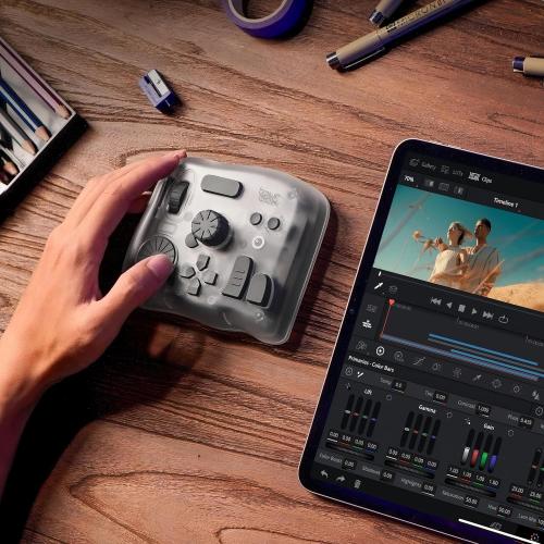 TOUR BOX Elite Plus - iPad Drawing Bluetooth Controller, Video Editing Photo Color Grading Speed Editor, Programmable Creative Console Keyboard for DaVinci Procreate Adobe Softwares and More