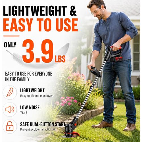 ‼️missing pieces‼️Cordless Weed Wacker, 21V Stringless Grass Trimmer & Edger | Weed Eater, 2×4.0Ah Batteries & Charger, 4 Versatile Blades, 3.9Lbs, 120min Runtime, Adjustable, For Grass/Brush/Edging