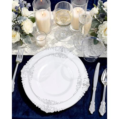 White Silver  Dessert Plates