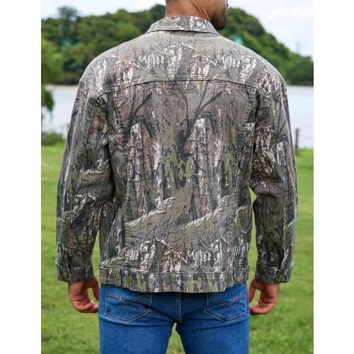 Yuanbang Camo Jackets for Men Trucker Unlined Camouflage Coats Hunting Clothes (Size L)