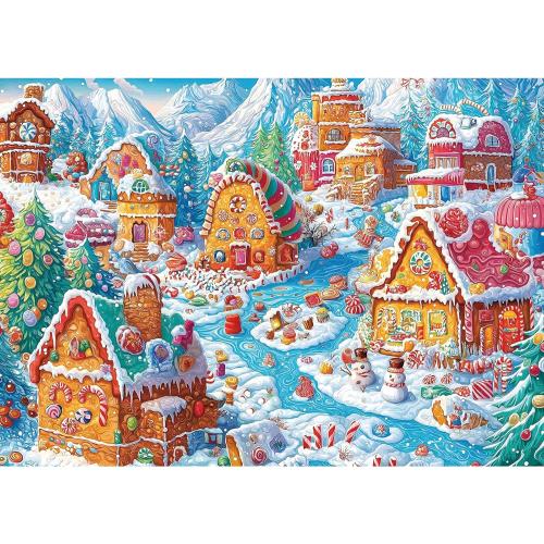 Christmas Village 1000 Piece Puzzle for Adults, Fun Puzzles for Adults 1000 Pieces with HD Print & Poster, 27.5 * 19.7 in Dust Free, for Gifts Halloween Christmas Family Games Lovers