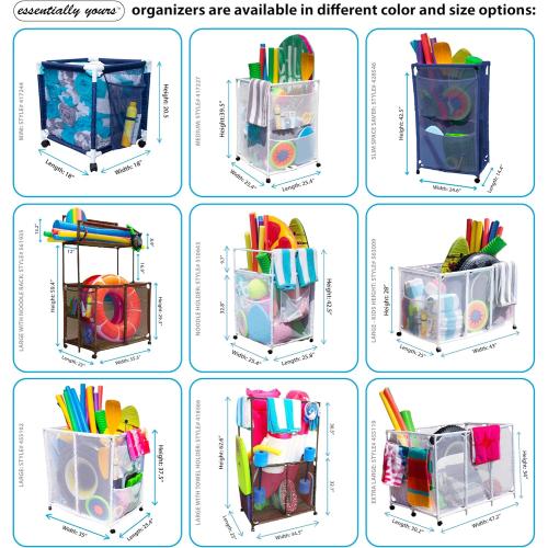 Size 25.4 W x 25.4 L x 40 H Color White Rolling Pool Storage Organizer Bin, Medium, (25.4 W x 25.4 L x 40 H), White