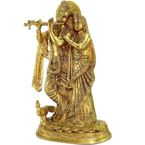 eSplanade Brass Radha Krishna Murti Idol Statue Sculpture - 12 inches | Pooja Idols | Home Decor