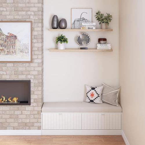 Ballucci Floating Shelves for Wall, 48 Wood Wall Shelf Set of 2, with Invisible Brackets for Bathroom, Living Room, Bedroom, Kitchen, Nursery, 8 Deep, Oak Finish
