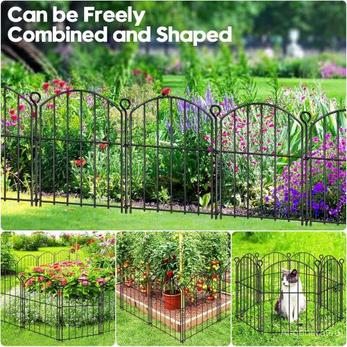 Decorative Garden Fence 17in (H) x10ft (L),Arched Rustproof Metal No Dig