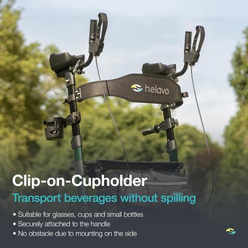 Helavo All Terrain Upright Walker with Flat-Free Solid Rubber Tires - Outdoor Stand Up Walker for Seniors - Tall Standing Rollator with Seat