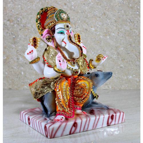 Size 11 eSplanade Resin Ganesha Ganesh Murti Idol Statue Sculpture - 11 Inches - Multi-Colour