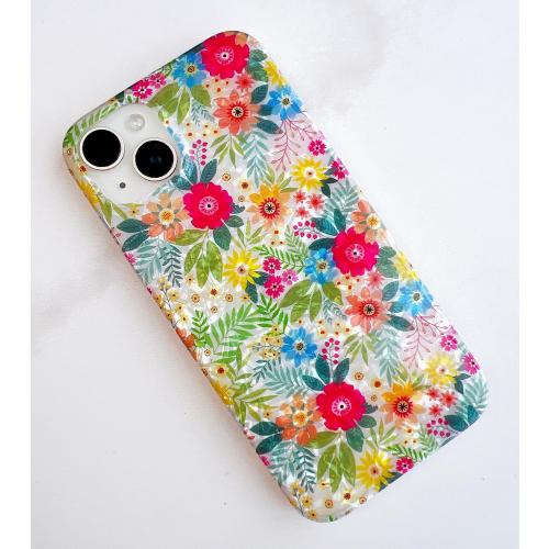 Qokey for iPhone 15 Plus Case,for iPhone 14 Plus Case,Cute Flower Case for Girls Women Shell Pattern Soft Bumper Lightweight Fit Shockproof Phone Cover for iPhone 14 Plus/15 Plus 6.7,Blue Pink Floral
