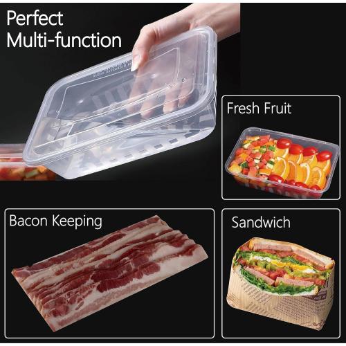 Set of 100  Size 24oz Disposable Food Containers, Meal Prep Food Reusable Plastic Bento Lunch Box with Lid, BPA Free, Microwave/Freezer/Dishwasher Safe Bento Soups Box