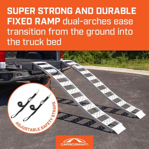 Aluminum Fixed S-Curve Ramp with Treads (2pk) – Easily and Safely Load and Unload Your Light Equipment, Lawn Tractors, ATVs and More, 12” W x 90”