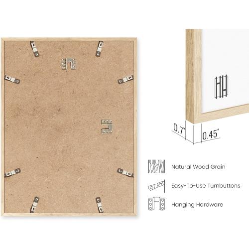 HAUS AND HUES Beige Oak Wood 18x24 Picture Frame - Modern Wood Wall Art Display - Lightweight 18x24 Frame for Art Prints, Photos, Posters - Ready-to-Hang Vertically & Horizontally (Set of 1)