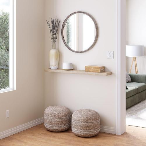 Ballucci Floating Shelves for Wall, 48 Wood Wall Shelf Set of 2, with Invisible Brackets for Bathroom, Living Room, Bedroom, Kitchen, Nursery, 8 Deep, Oak Finish