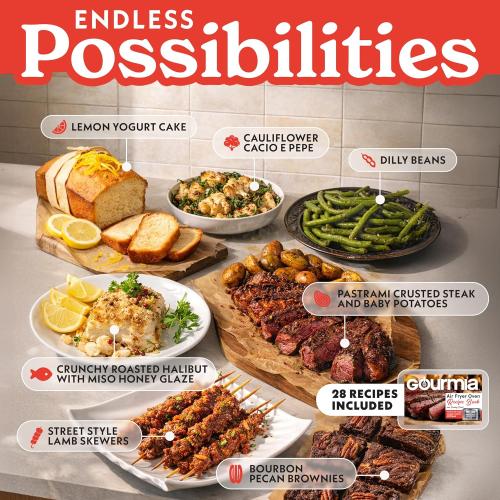 Gourmia Air Fryer French Door Toaster Oven - 6-Slice Capacity, LED Display with 19 Cooking Presets, Stainless Steel‼️needs heavy cleaning‼️