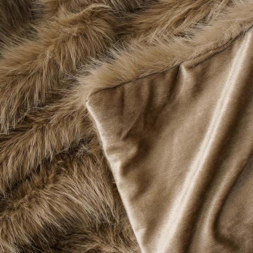 BATTILO HOME Luxury Tan Fluffy Faux Fur Throw Blanket, Cozy Warm Large Fur Blanket for Couch, Sofa, Chair, Bed, Plush Fuzzy Fur Throws with Long Pile, 60x80(Khaki)
