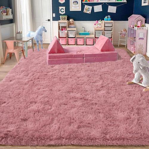 Rugs for Living Room 8x10, Soft Shaggy Modern Shag Area Rug for Bedroom, Upgrade Non-Slip Plush Fluffy Carpet for Kids Boys Girls Room Home Decor Aesthetic, Blush
