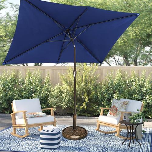 Rectangular Patio Umbrella, Table Market Umbrella with Tilt and Crank, Outdoor Umbrella for Garden, Deck, Backyard, Pool and Beach