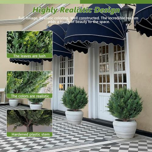 26.6'' Artificial Cypress Topiary, 2 Pack Lifelike Topiary Trees Artificial Outdoor with Spike,UV Resistant, Lasting Evergreen Bushes for Breathe Life & Lushness into Any Space (Cypress)