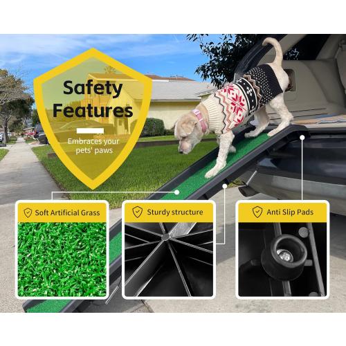 PawStep 50894 Pet Ramp with Poly Grass - Folding, Portable Dog Ramp for Cars, SUV & Trucks - Non-Slip Surface - Lightweight & Durable - Supports Large Dogs up to 200 lbs
