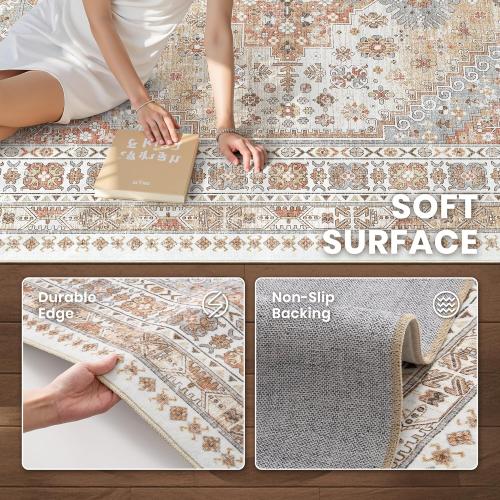 zesthome Area Rugs,Stain Resistant Washable Rug,Ultra-Thin Rugs for Living Room,Bedroom,Non-Slip Backing Home Decor Large Area Rug