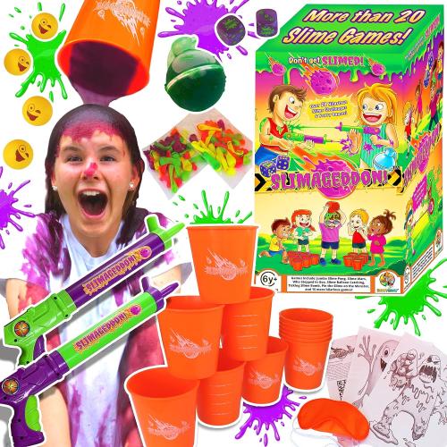 Purple & Green SLIMAGEDDON! Over 20 Funny Slime Challenges. Slime Blasters, Buckets, Balloons, Dice, Balls & Powder! Outdoor Family Fun. Birthday Party Games for Kids & Teens!