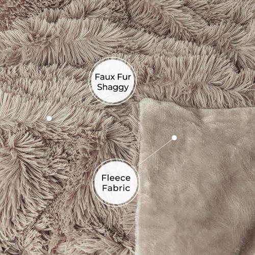 Tuddrom Decorative Extra Soft Faux Fur Throw Blanket 50x60,Solid Reversible Fuzzy Lightweight Long Hair Shaggy Blanket,Fluffy Cozy Plush Fleece Comfy Microfiber Blanket for Couch Sofa Bed,Khaki