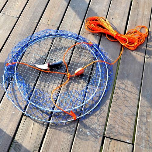 Palmyth Wire Grid Bottom Crab Nets Two Ring Crab Kit with Harness and Bait Clip 24” X 20” X 12”