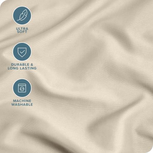 Bare Home Microfiber Pillow Cases - Standard/Queen Size Set of 2 - Cooling Pillowcases - Double Brushed - Sand Pillowcases 2 Pack - Easy Care (Standard Pillowcase Set of 2, Sand)